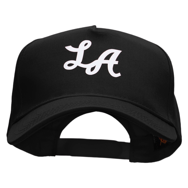 Los Angeles Abbreviation 5 Panel Cotton Heat Transfer Unstructured Cap Black One Size