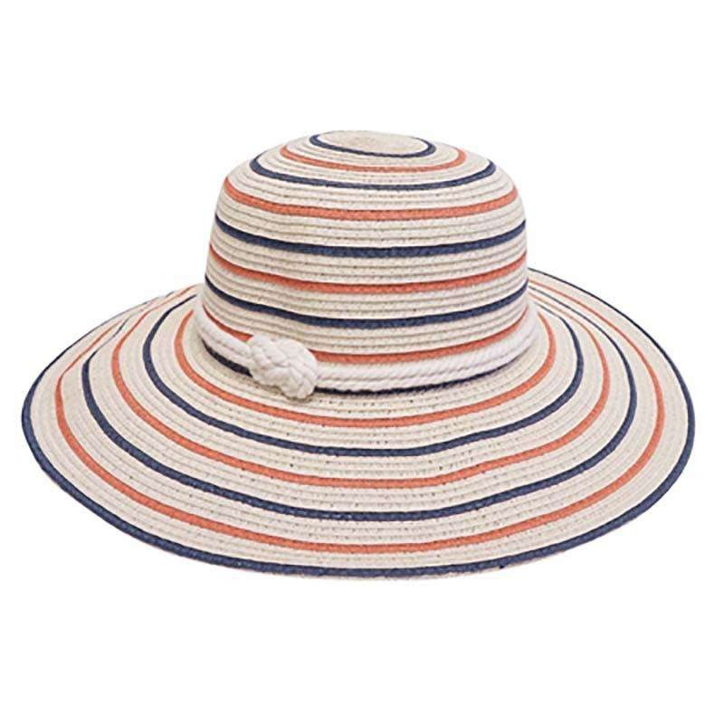 Nautical Red White Blue Striped Sun Hat – Boardwalk Style Natural Medium (57 cm)
