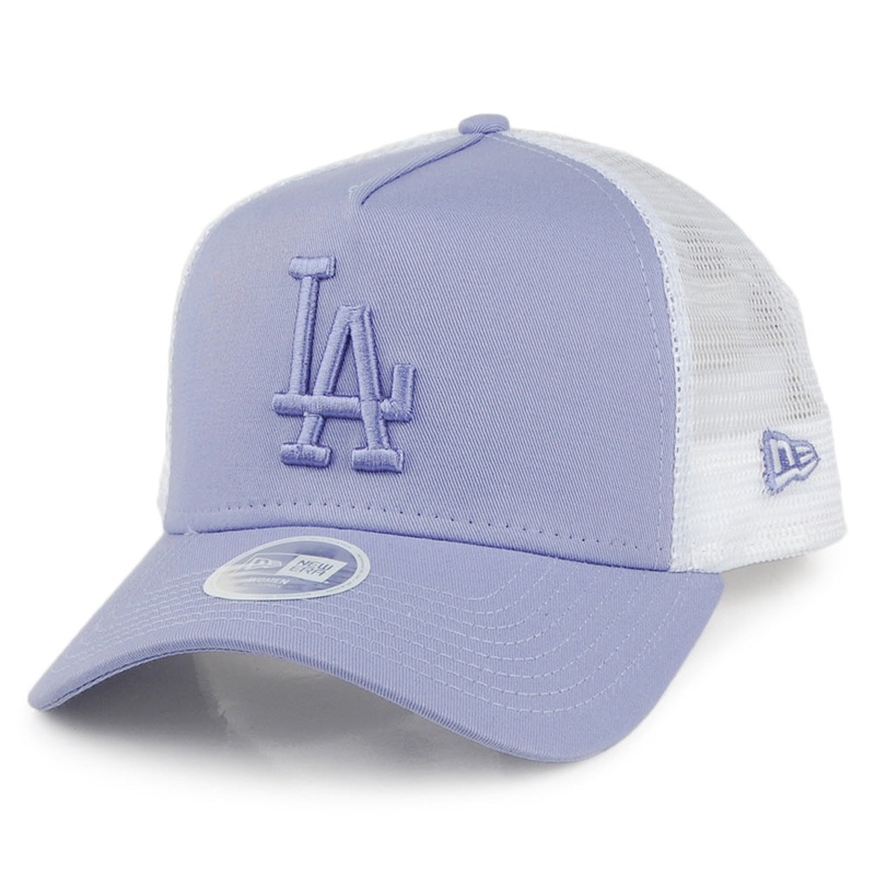 New Era Womens L.A. Dodgers A-Frame Trucker Cap – MLB Essential – Lavender Adjustable