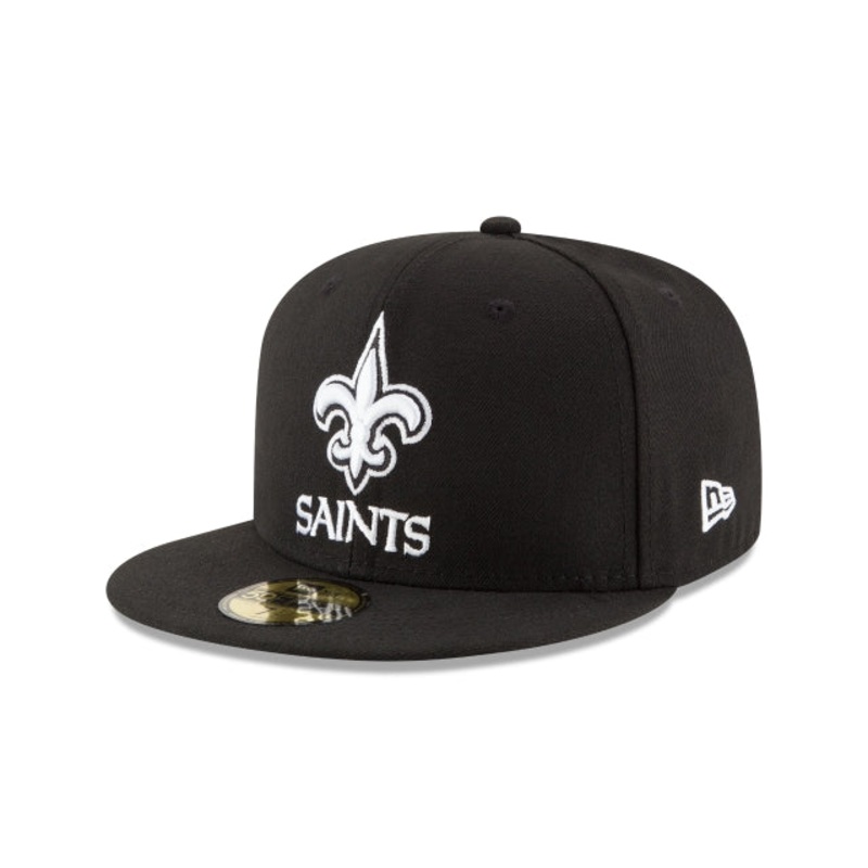 New Orleans Saints Black & White 59FIFTY Fitted Hat 6 7/8