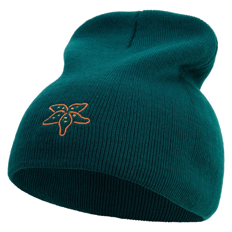 StarFish Logo Embroidered 8 Inch Short Beanie Dk Green One Size