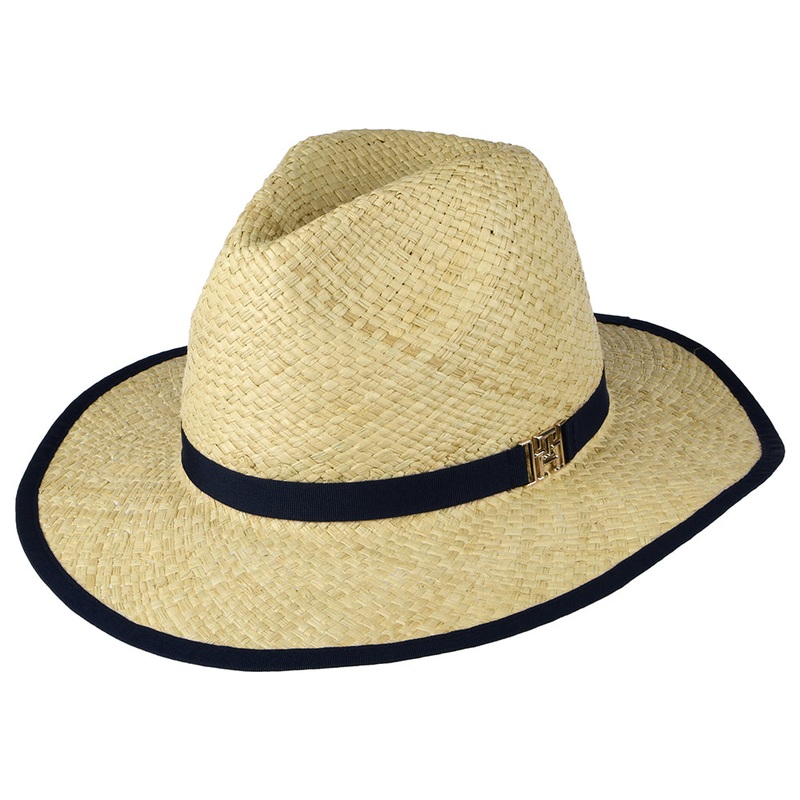 Tommy Hilfiger Hats Beach Straw Summer Fedora Hat – Natural 1-Size
