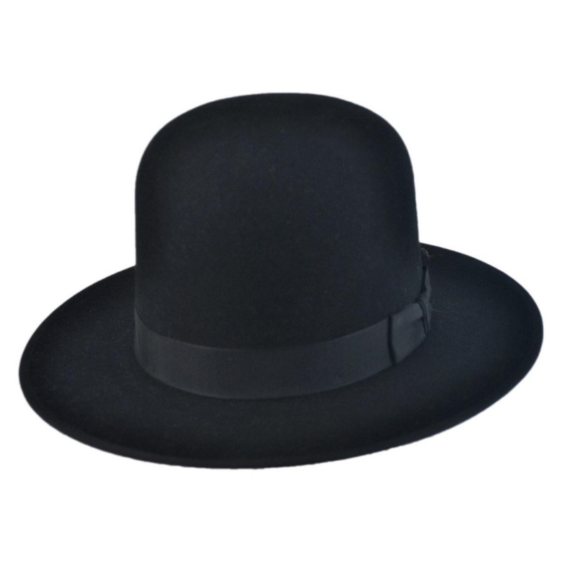 Amish Buffalo Fur Felt Open Crown Fedora Hat BLACK 6 3/4