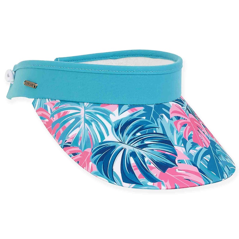 Belize Tropical Sun Visor with Coil – Caribbean Joe Turquoise
