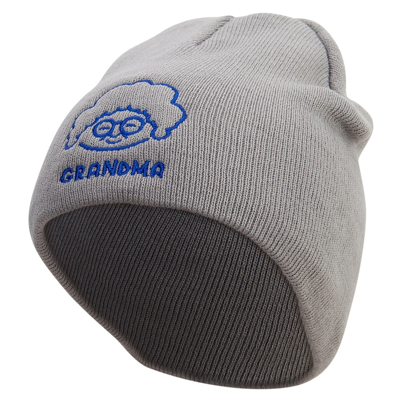 Best Grandma Embroidered 8 inch Acrylic Short Blank Beanie Grey One Size
