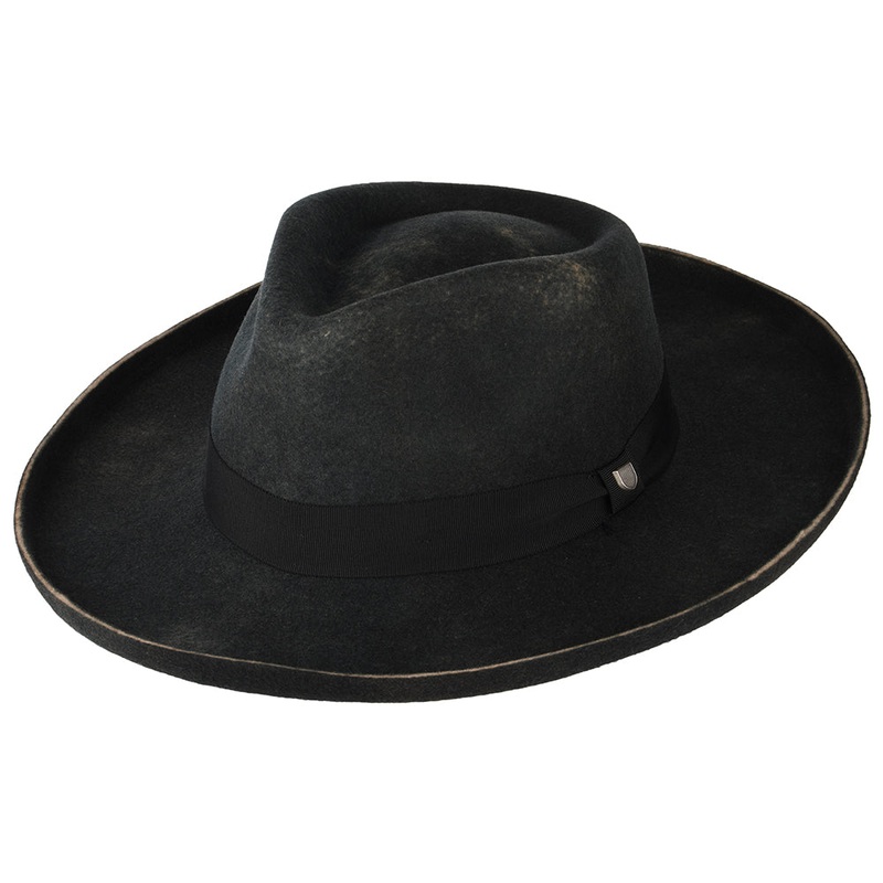 Brixton Hats Victoria Wool Felt Fedora Hat – Washed Black Small-56cm