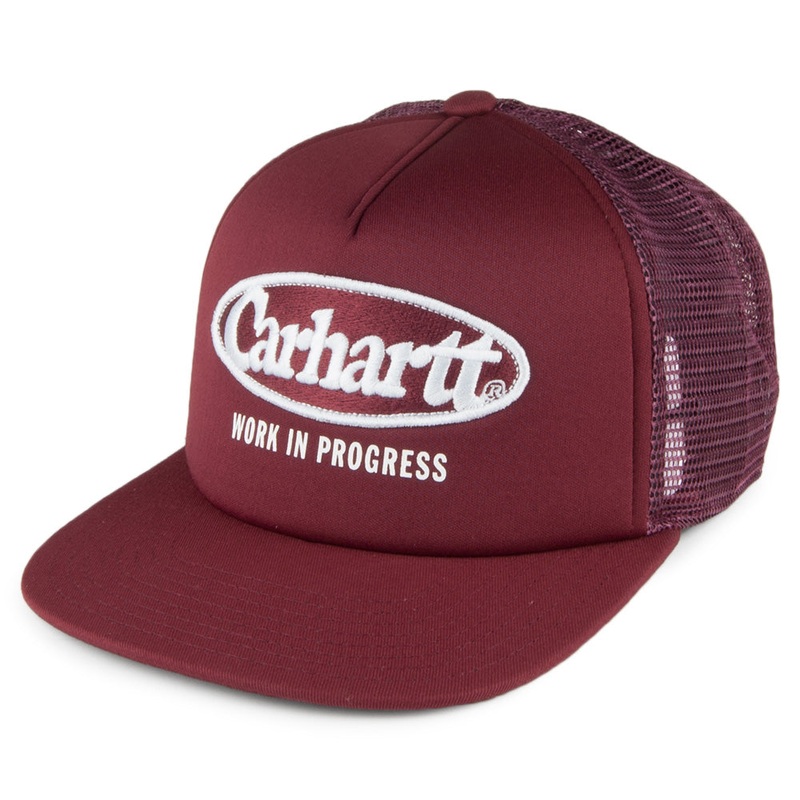 Carhartt WIP Hats Oval Trucker Cap – Burgundy Adjustable