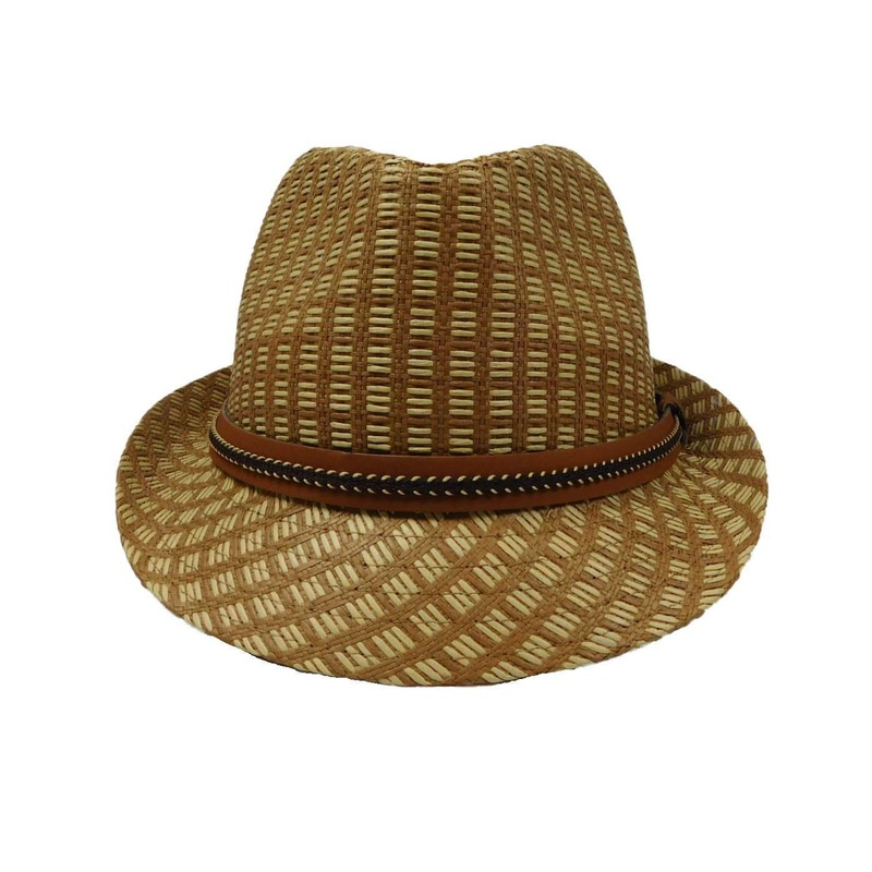 Checkered Summer Fedora Hat M