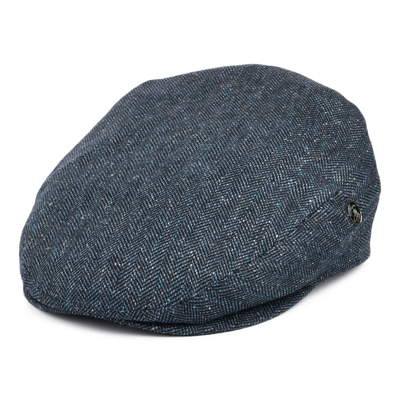 City Sport Flecked Herringbone Silk-Cotton Flat Cap – Navy Blue 55