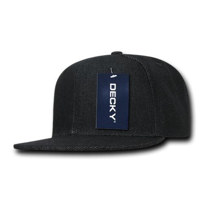 Decky 1090 Denim Snapback Hat, 6 Panel Denim Snapback Cap – CASE Pricing Black