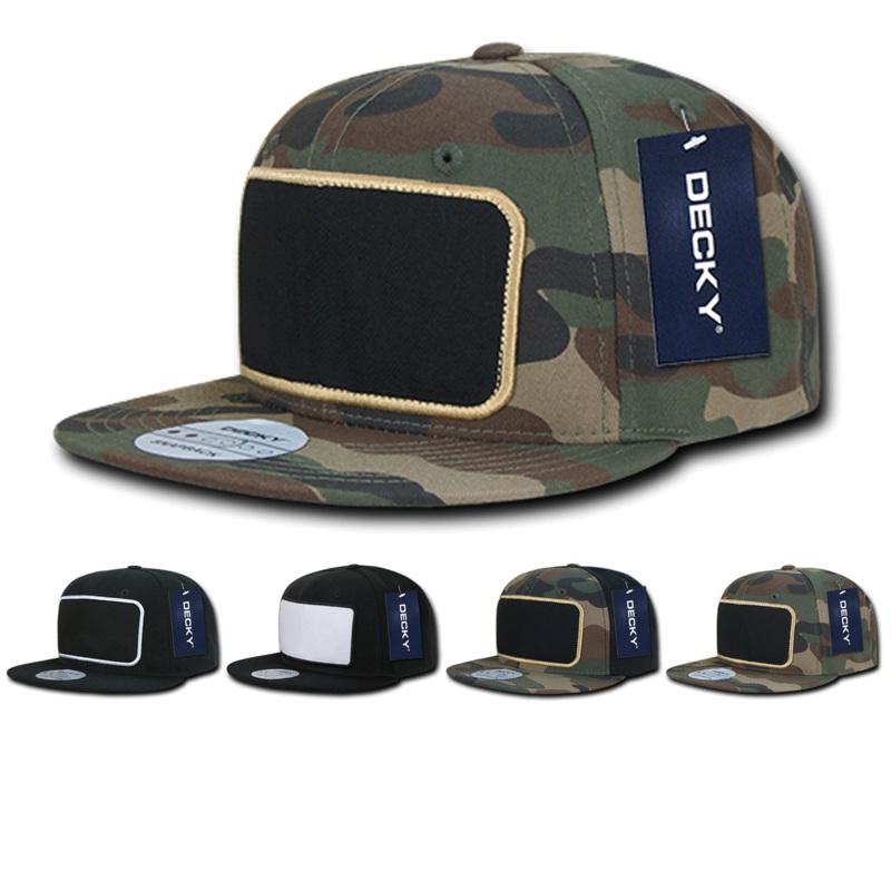 Decky 1096 Patch Snapback Hat, 6 Panel Flat Bill Cap – CASE Pricing Black