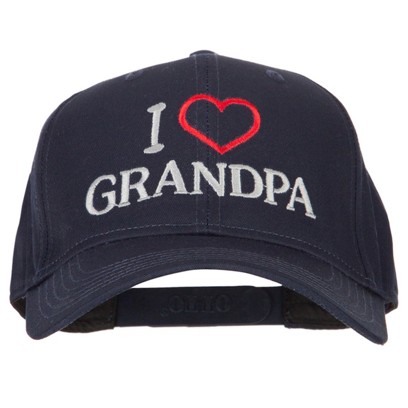 I Love Grandpa Embroidered Solid Cotton Pro Style Cap Navy One Size