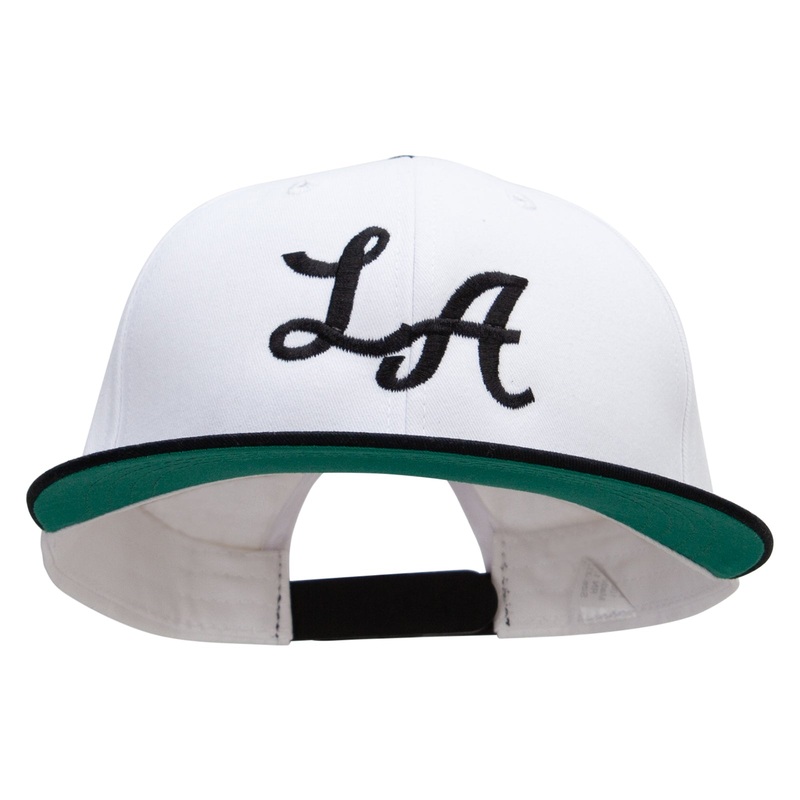 LA Embroidered Brushed Cotton Twill High Profile Extra Size Cap White Black XL-3XL