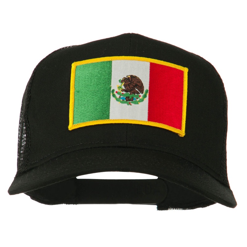 Mexico Flag Patched Mesh Cap Black One Size