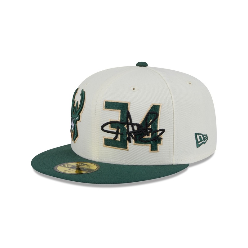 Milwaukee Bucks Giannis Antetokounmpo Chrome White 59FIFTY Fitted Hat 7