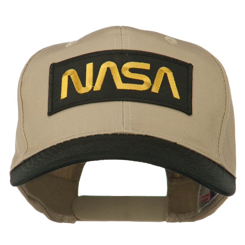 NASA Patched Two Tone Cotton Twill Cap Black Khaki One Size