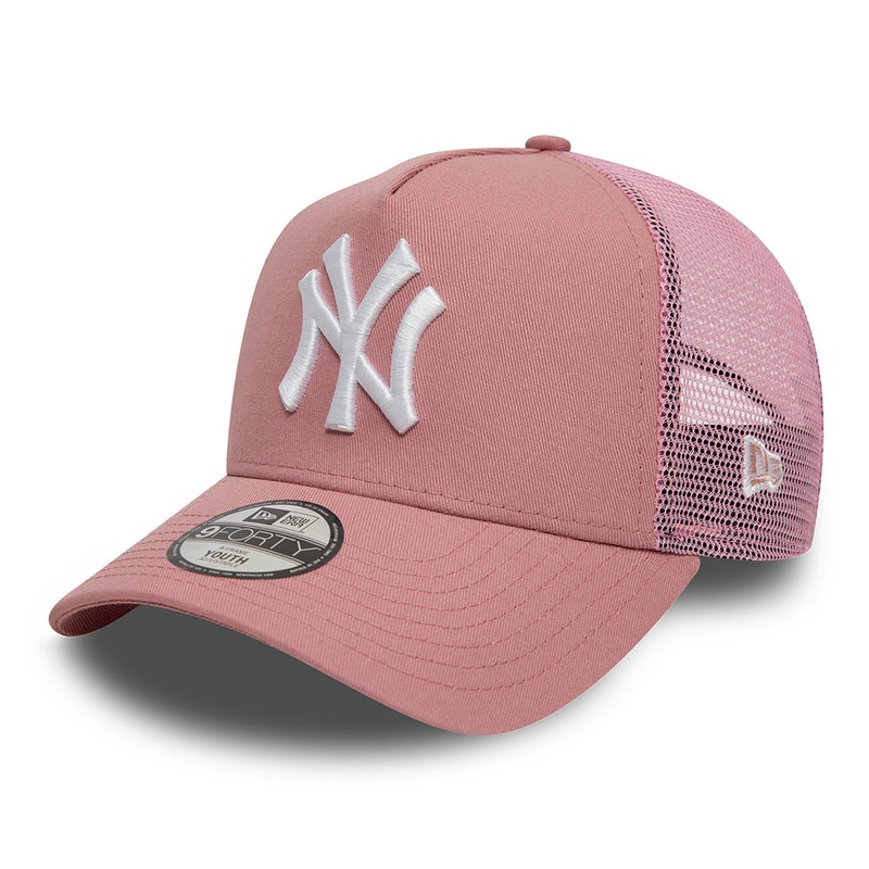 New Era Kids New York Yankees A-Frame Trucker Cap – MLB League Essential – Dark Rose-White CHILD ADJ.