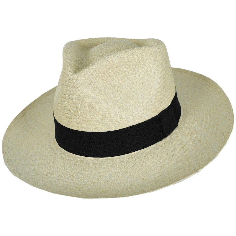 Panama Straw Grade 10 Diamond Crown Fedora Hat NATURAL S