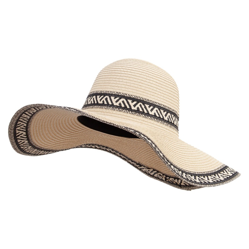 Women’s Toyo Braid With Color Accent Braid Hat Black Tan One Size