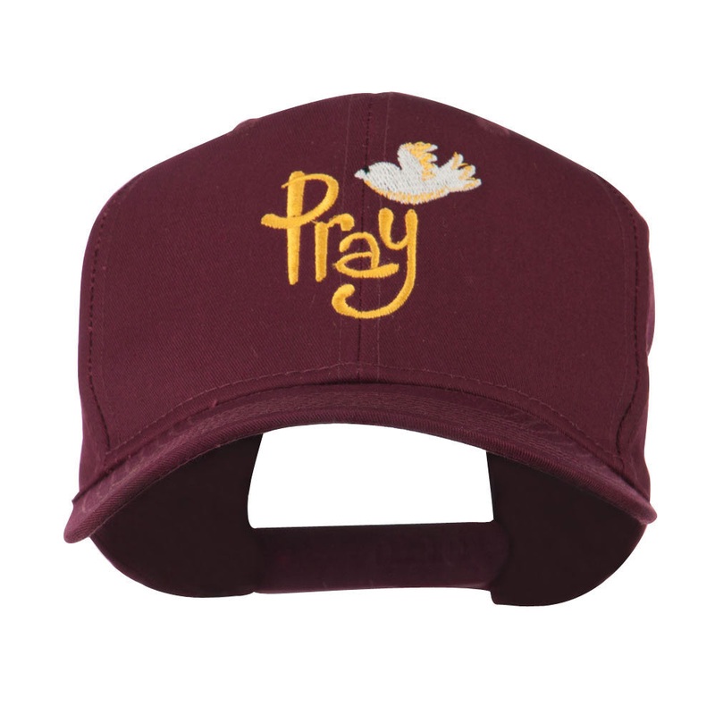 Wording of Pray with Dove Embroidered Cap Maroon One Size
