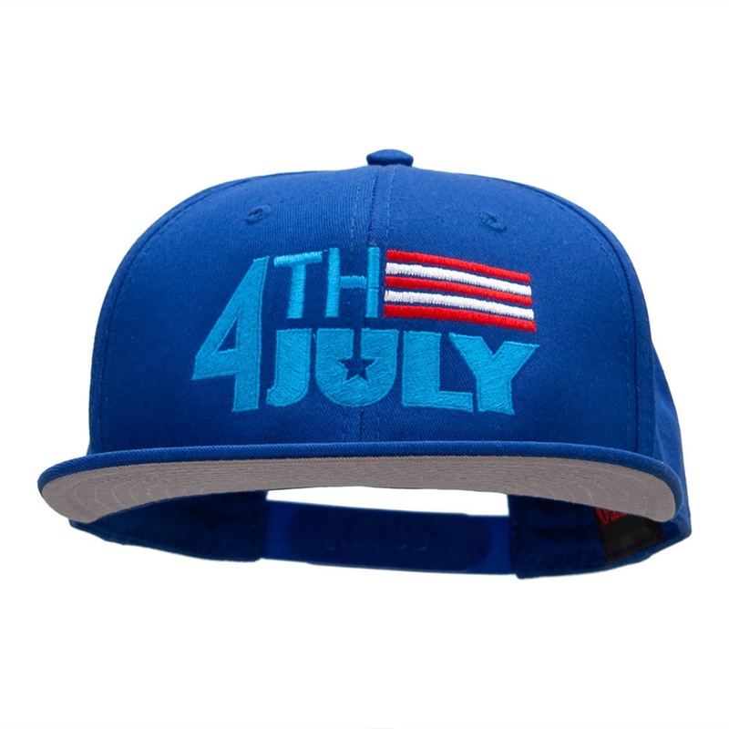 4th Of July Striped Embroidered Prostyle Snapback Royal One Size