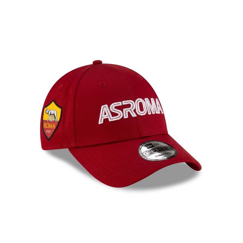 AS Roma Red Wordmark 9FORTY Adjustable Hat One Size