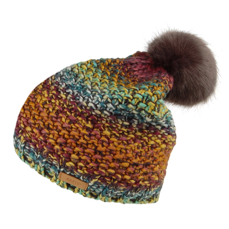 Barts Hats Flake Faux Fur Pom Bobble Hat – Yellow-Purple-Black 1-Size
