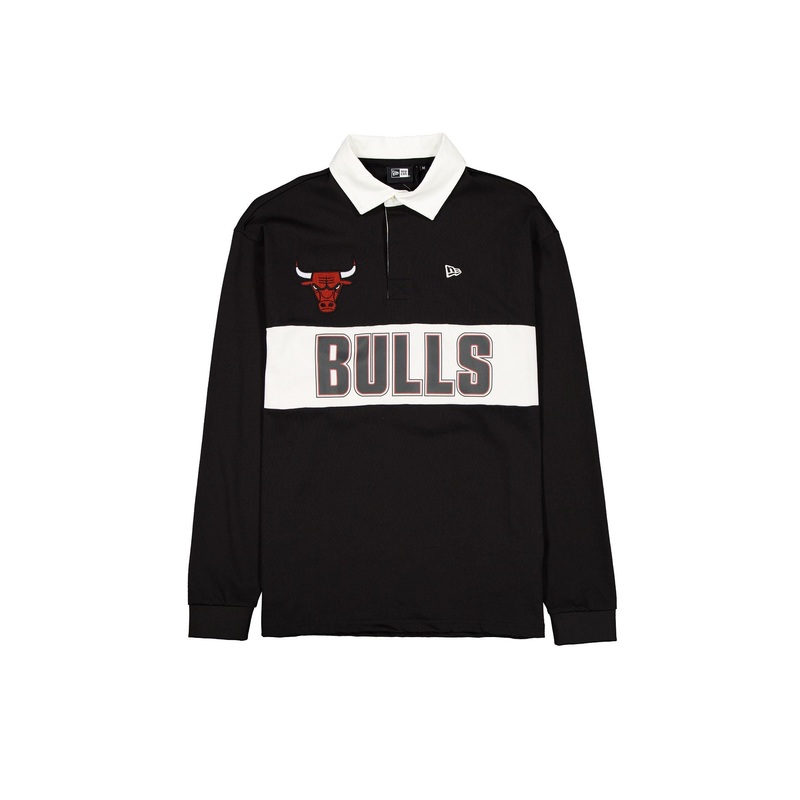 Chicago Bulls Black Long Sleeve Rugby Shirt S