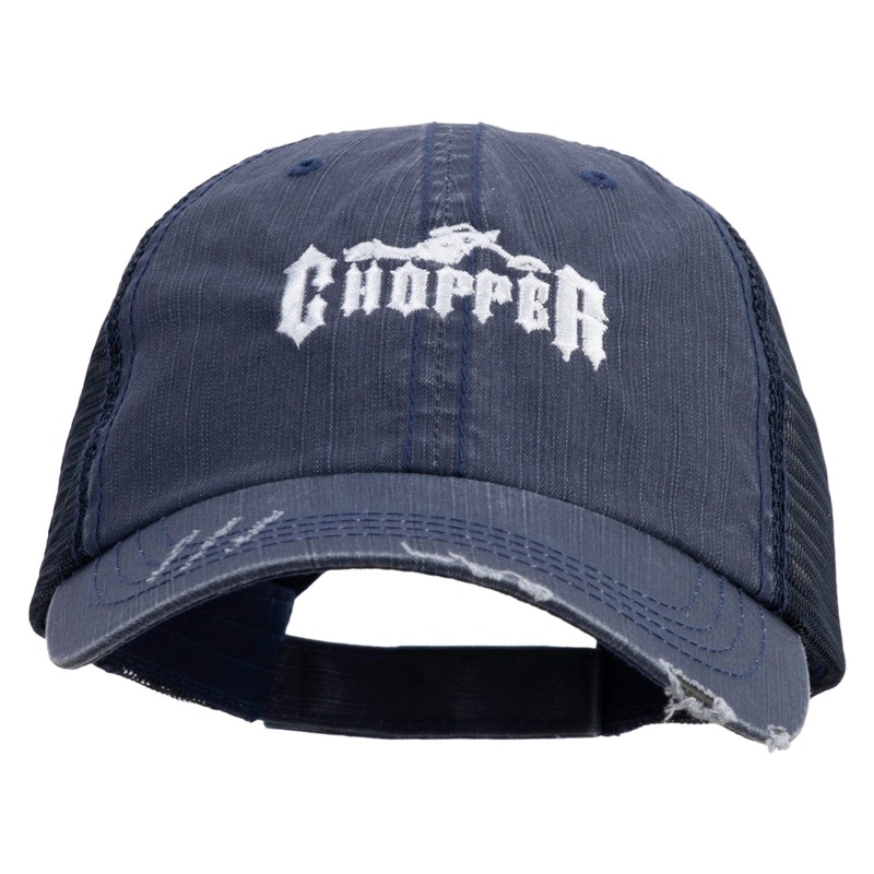 Chopper Embroidered Low Profile Special Cotton Mesh Cap Navy One Size