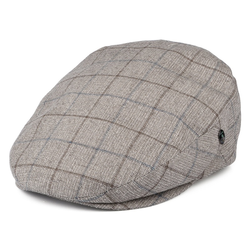 City Sport Windowpane Flat Cap – Light Brown 55