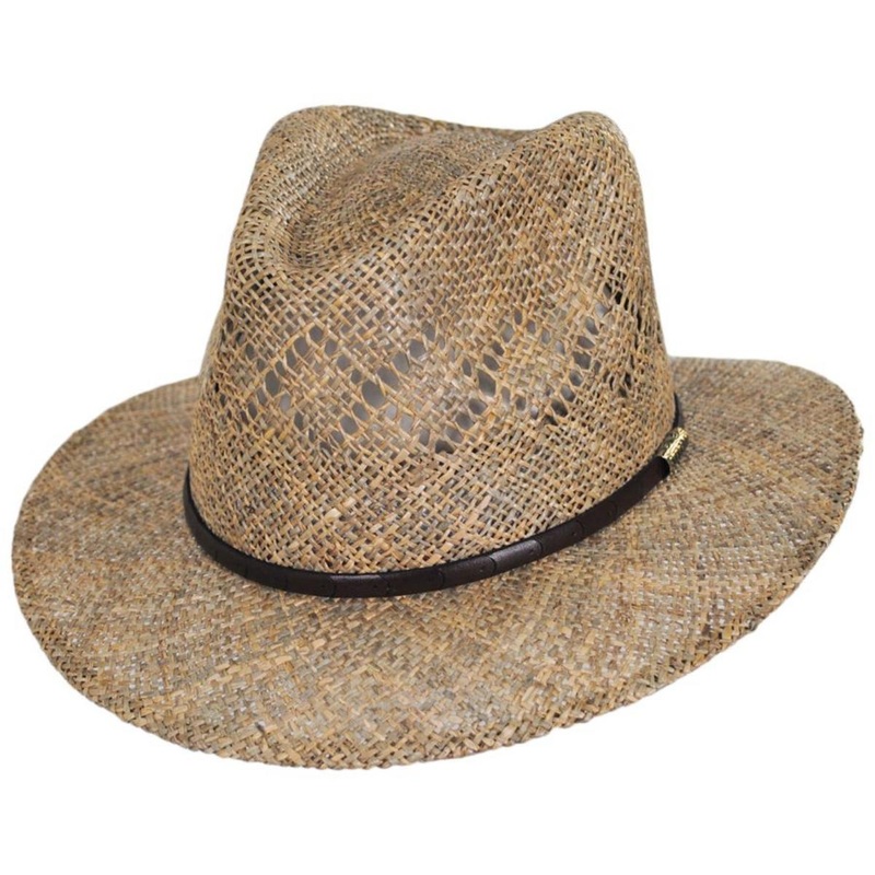 Creston Seagrass Straw Safari Fedora Hat NATURAL S