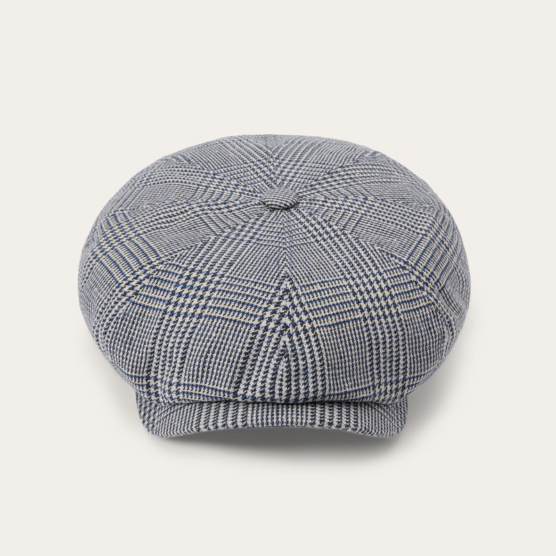 Glen Check Silk/Cotton 8-Panel Cap Blue Check S