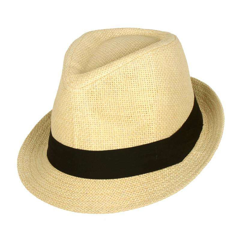Kid’s Straw Summer Fedora Hat – Milani Hats Natural S/M (49 cm)