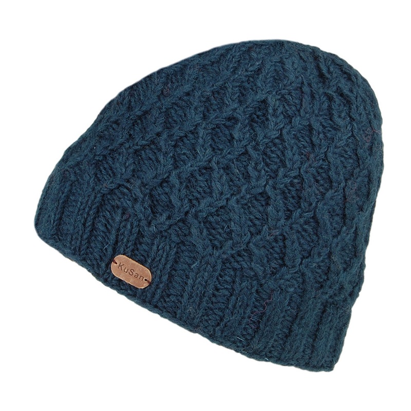 Kusan Brooklyn Cable Knit Beanie Hat – Dark Teal 1-Size