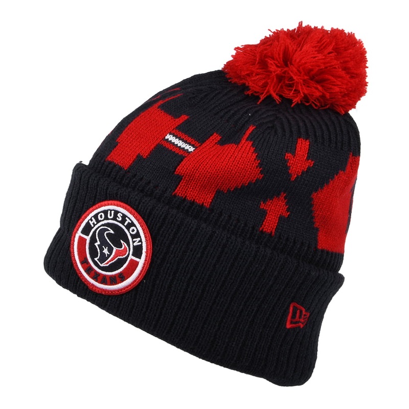 New Era Houston Texans Bobble Hat – NFL On Field Sport Knit – Navy-Red 1-Size
