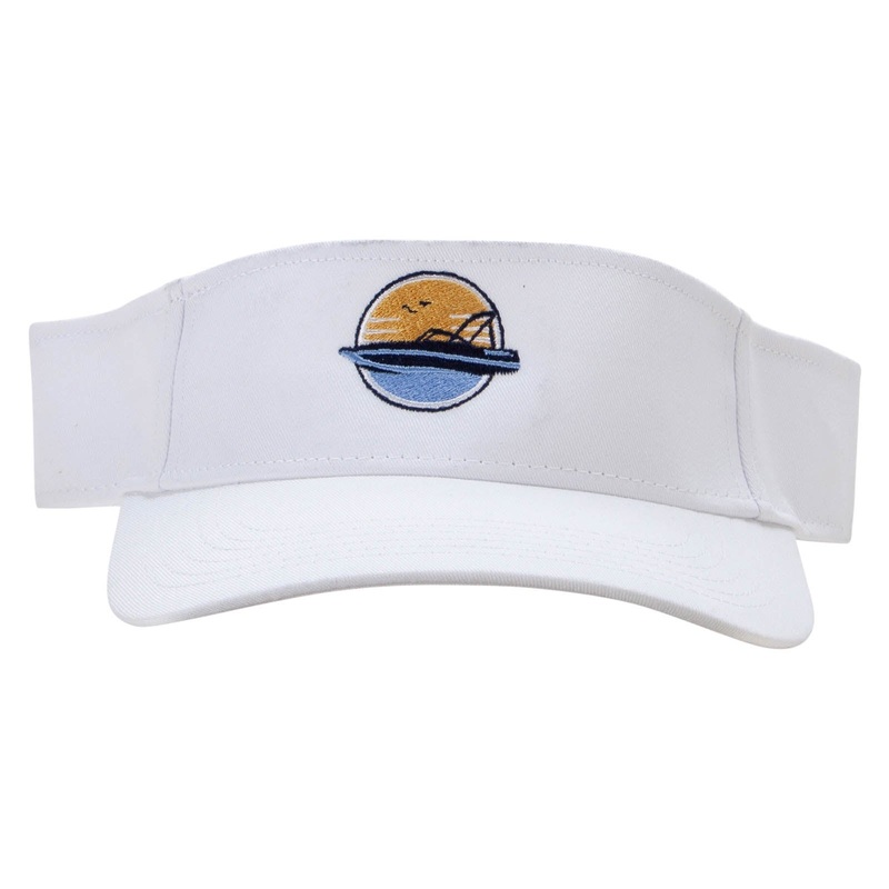 Perfect Boat Day Embroidered Cotton Twill Sun Visor White One Size