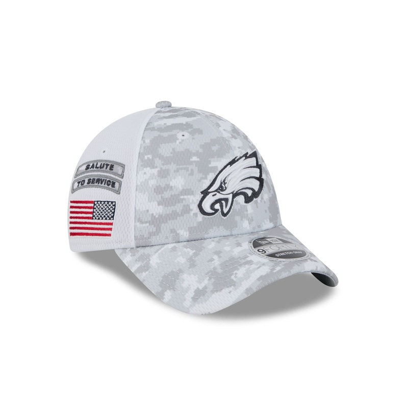 Philadelphia Eagles 2024 Salute to Service 9FORTY Stretch-Snap Hat One Size