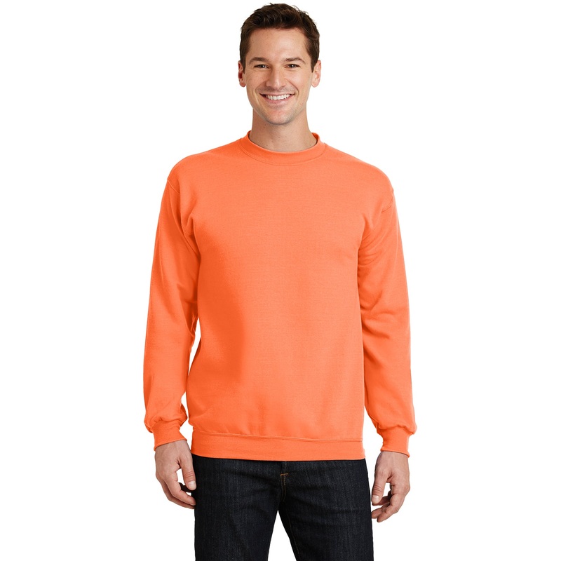 Port & Company PC78 Core Fleece Crewneck Sweatshirt – Neon Orange Neon Orange S