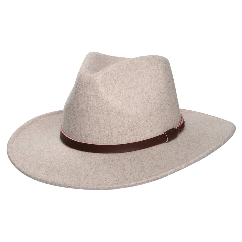 Scala Hats Jolene Provato Knit Safari Fedora Hat – Taupe 1-Size