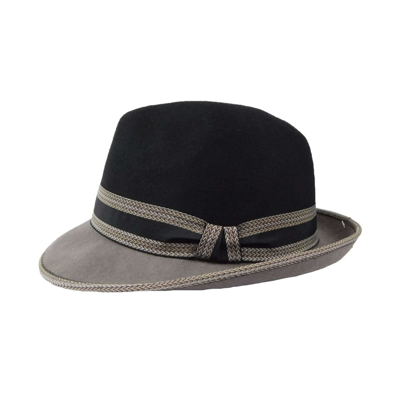 Two-Tone Wool Fedora Hat, Black – Jeanne Simmons Hats