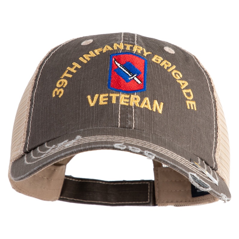 U.S. Army 39th Infantry Brigade Embroidered Low Profile Special Cotton Mesh Cap Brown Khaki One Size