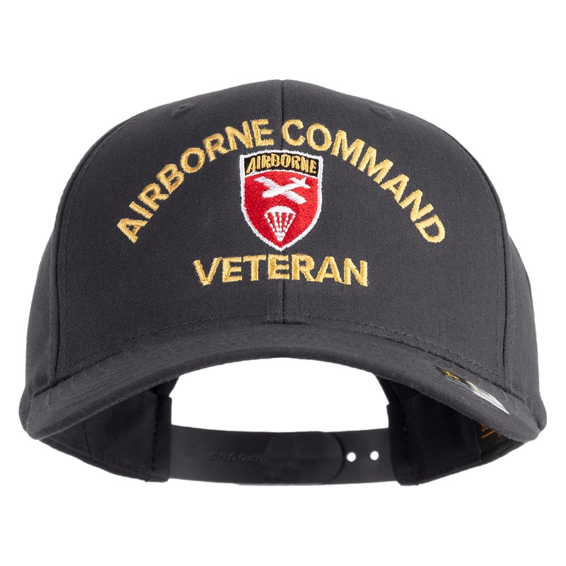 U.S. Army Airborne Command Embroidered Retro Cotton Blend Snapback Cap Charcoal One Size