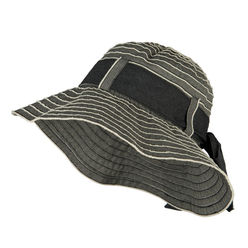 Vintage Crushable Ribbon Tie Bucket Hat Denim One Size