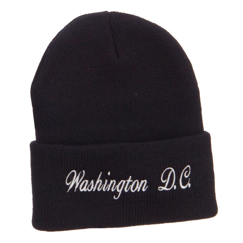 Washington DC Embroidered Long Beanie Black One Size