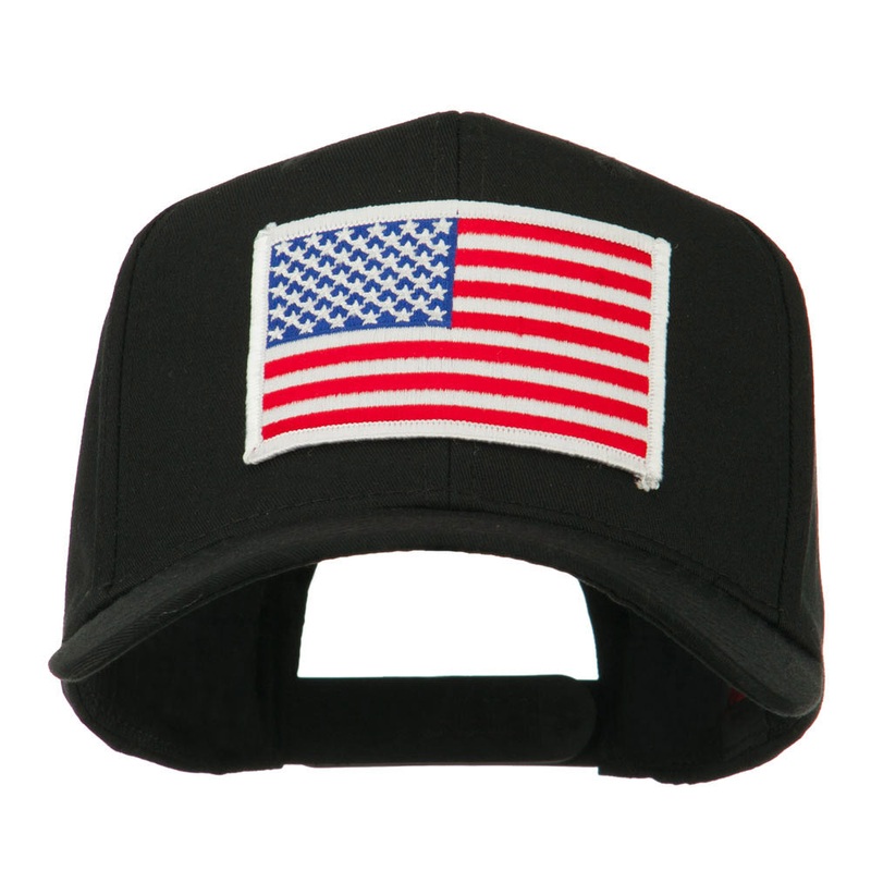 White American Flag Patched Cap Black One Size