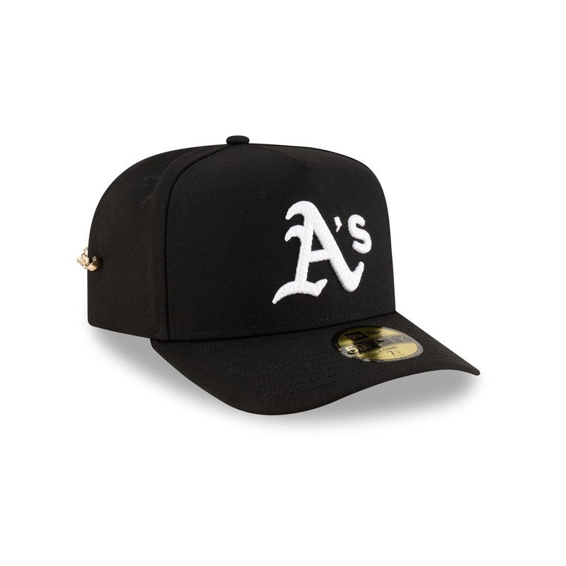 Athletics Black Script Safety Pin 59FIFTY A-Frame Fitted Hat 7
