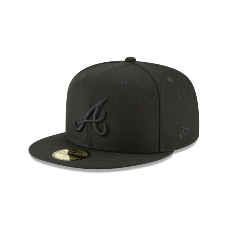 Atlanta Braves Blackout Basic 59FIFTY Fitted Hat 6 7/8