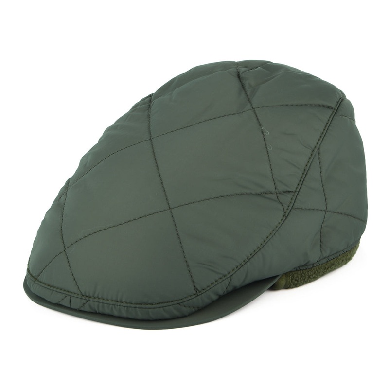 Barbour Hats Burford Quilted Flat Cap With Earflaps – Olive S