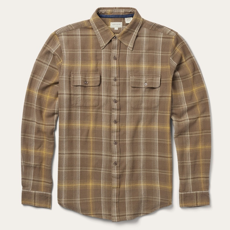 Brown Flannel Button-Front Shirt Brown S