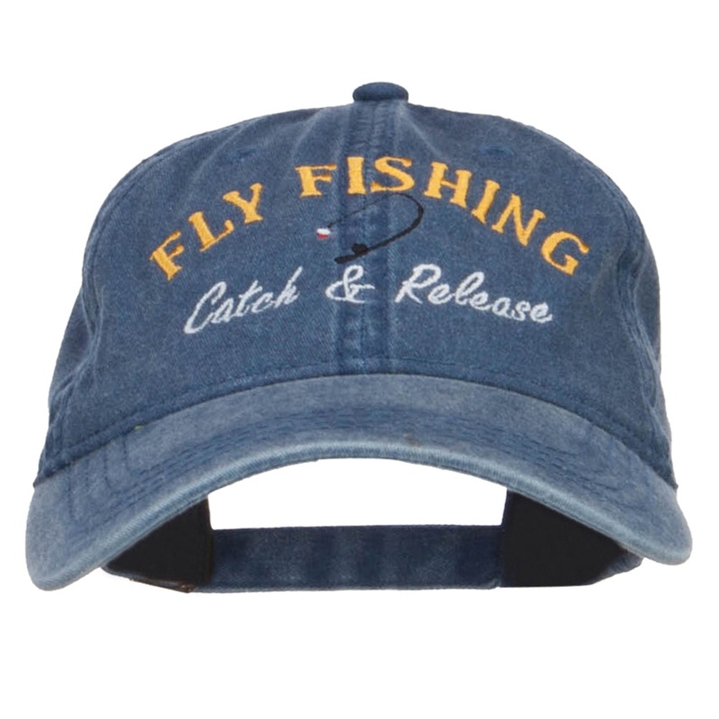 Catch Release Fly Fishing Embroidered Washed Cap Navy One Size